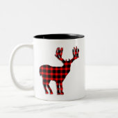 Tasse 2 Couleurs Silhouette rouge noire de cerf (Gauche)