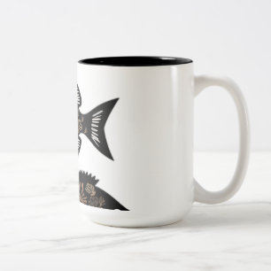 Tasse 2 Couleurs Silhouettes de poissons de récif corallien