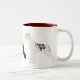 Tasse 2 Couleurs Silhouettes/ombres de terriers de Fox de fil