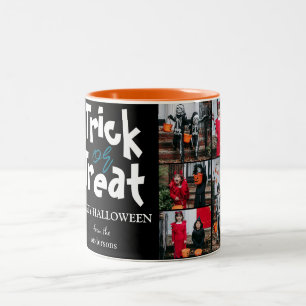 Tasse 2 Couleurs Simple Collage Photo de pumpkin Halloween effrayan