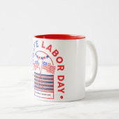 Tasse 2 Couleurs Simple Elegant Labor Day avec drapeau américain (Devant droit)