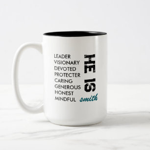 TASSE 2 COULEURS SIMPLE ÉLÉGANT PERSONNALISÉ MEILLEUR PÈRE ET MARI