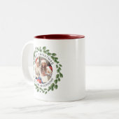 Tasse 2 Couleurs Simple élégante couronne de Noël Photo Nom de fami (Devant gauche)