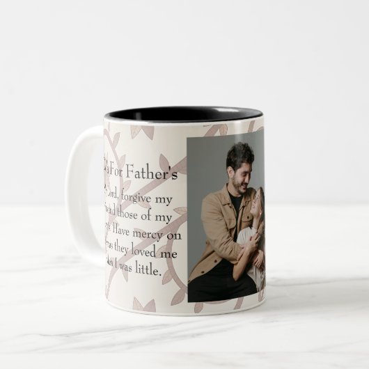 Tasse 2 Couleurs Simple First Father's Day Picture Collage (Devant gauche)