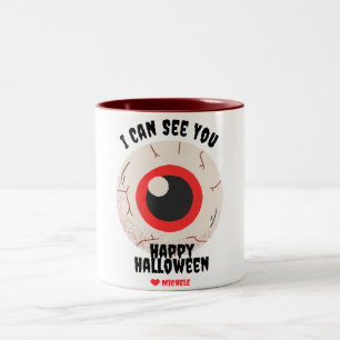 Tasse 2 Couleurs Simple Happy Halloween un oeil famille et amis