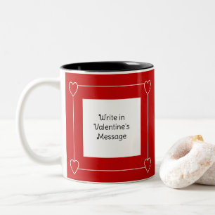 Tasse 2 Couleurs Simple Hearts Valentine's Day Ajouter un message à