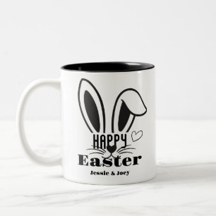 Tasse 2 Couleurs simple lapin de pâques simple jolie famille person