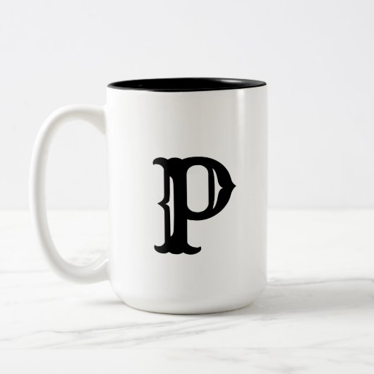 Tasse 2 Couleurs simple minimum ajouter votre texte monogramme phot (Gauche)