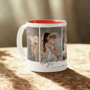 Tasse 2 Couleurs Simple Modern Best Mom Ever 4 Photos Collage