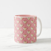 Tasse 2 Couleurs Simple Moderne Cute Hearts Pink Valentines Day (Devant droit)