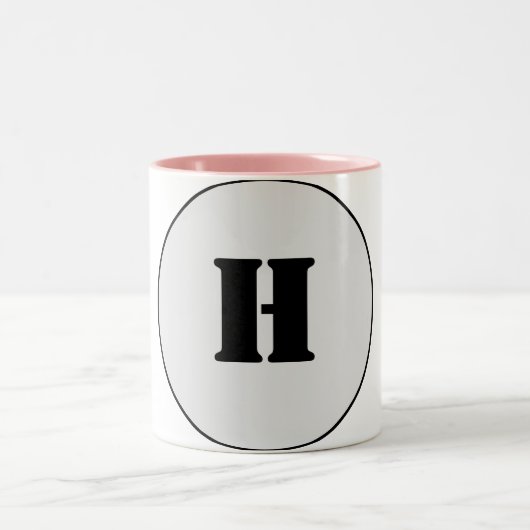 TASSE 2 COULEURS SIMPLE MODERNE MODERNE MONOGRAM ÉLÉGANT CHIC STYLE (Centre)