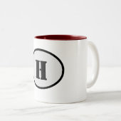 TASSE 2 COULEURS SIMPLE MODERNE MODERNE MONOGRAM ÉLÉGANT CHIC STYLE (Devant droit)