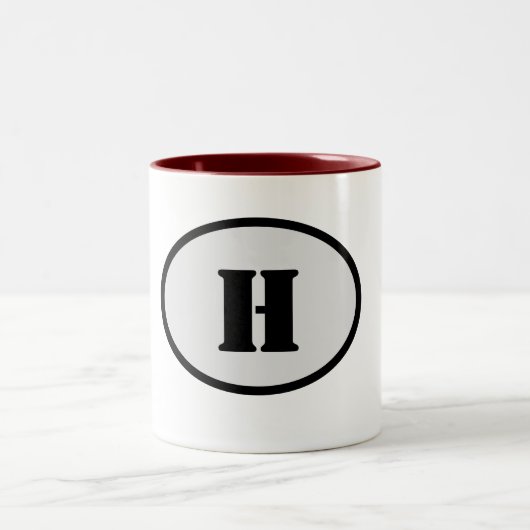 TASSE 2 COULEURS SIMPLE MODERNE MODERNE MONOGRAM ÉLÉGANT CHIC STYLE (Centre)