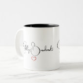 Tasse 2 Couleurs Simple moderne Script noir blanc personnalisé chic (Devant gauche)