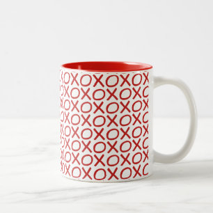 Tasse 2 Couleurs Simple Motif moderne XOXO Saint Valentin Amour