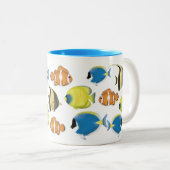 Tasse 2 Couleurs Simple Poisson Tropical de Mode Océan Minimaliste  (Devant droit)