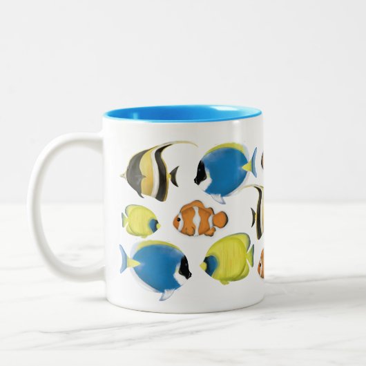 Tasse 2 Couleurs Simple Poisson Tropical de Mode Océan Minimaliste  (Gauche)