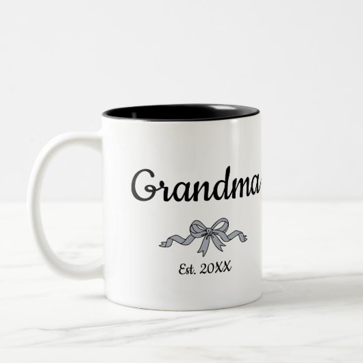 Tasse 2 Couleurs Simple Script Bow Grandma Est. Year (Gauche)