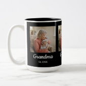 Tasse 2 Couleurs Simple Script Grand-mère Établie Année Noir (Gauche)