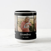 Tasse 2 Couleurs Simple Script Grandma Est. 3 Photo Year (Centre)