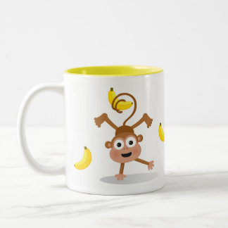 Tasse 2 Couleurs Singe et bananes