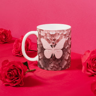 Tasse 2 Couleurs Sip in Style : Le Papillon rose Pastel 3D