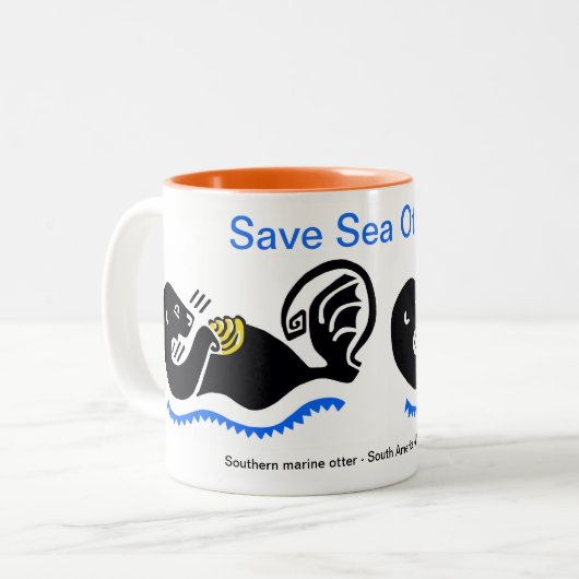 Tasse 2 Couleurs Sipping coffee -Save Sea OTTERS - Wildlife warrier (Devant gauche)