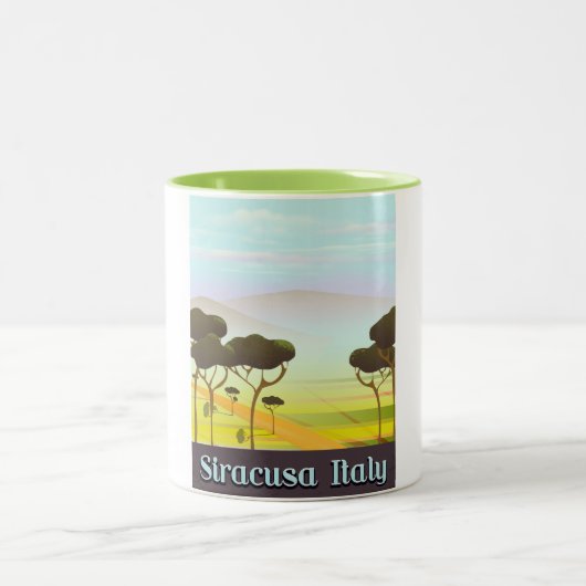 Tasse 2 Couleurs Siracusa Italie poster de voyage paysage paysage p (Centre)