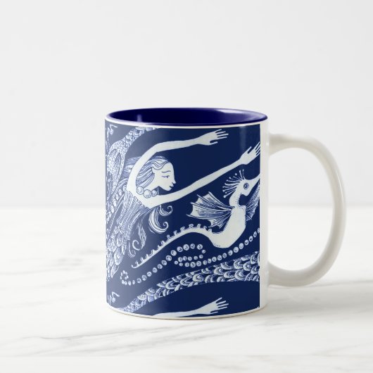 Tasse 2 Couleurs Sirène avec les perles et l'hippocampe (Droit)