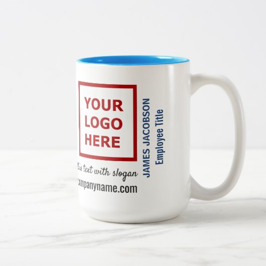 Tasse 2 Couleurs Site Web du Nom Personnalisé du Logo de l'Employé (Droit)