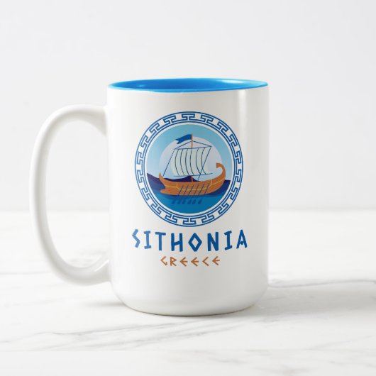 Tasse 2 Couleurs Sithonia, Grèce Design de navires grecs (Gauche)