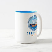 Tasse 2 Couleurs Sithonia, Grèce Design de navires grecs (Devant droit)