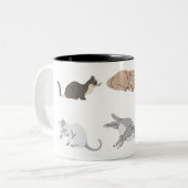 Tasse 2 Couleurs six chattes mignonnes (Devant gauche)
