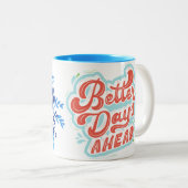 Tasse 2 Couleurs SKAYMARTS | Conception de la boue florale bleue (Devant droit)