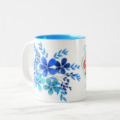 Tasse 2 Couleurs SKAYMARTS | Conception de la boue florale bleue (Devant gauche)