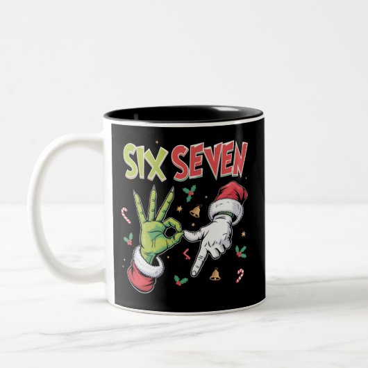 Tasse 2 Couleurs Skeleton 6 7 Christmas Six Seven Meme Xmas (Gauche)
