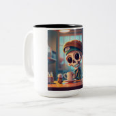 Tasse 2 Couleurs Skeleton d'Halloween #2 (Devant gauche)