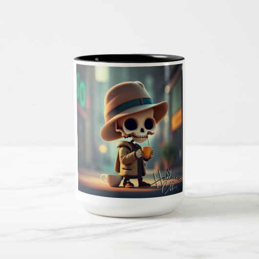 Tasse 2 Couleurs Skeleton d'Halloween #4 (Centre)