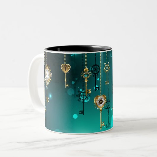 Tasse 2 Couleurs Skeleton Keys on Green Background (Devant gauche)