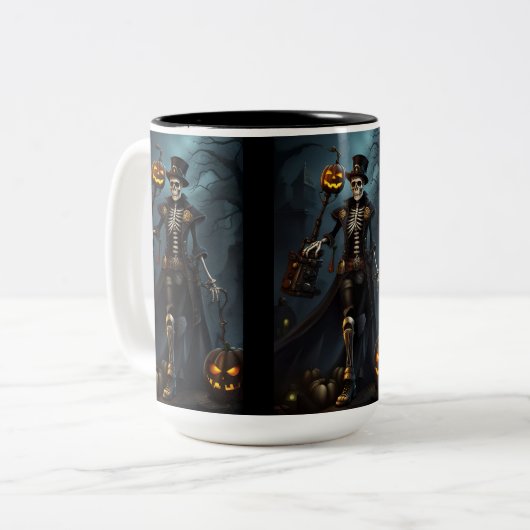 Tasse 2 Couleurs Skeleton Steampunk (Devant gauche)