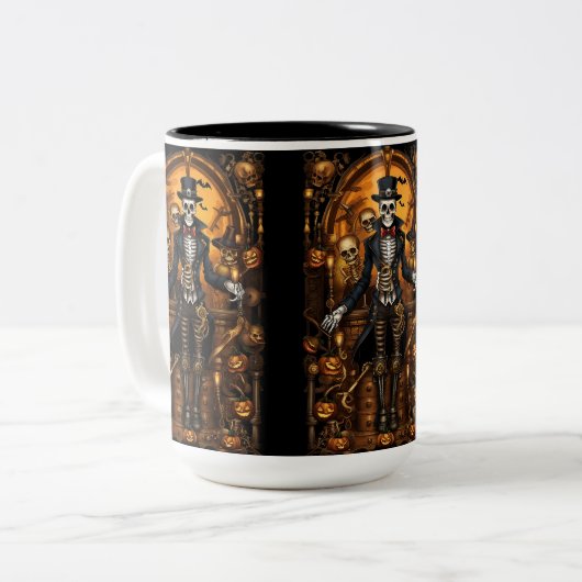 Tasse 2 Couleurs Skeleton Steampunk 2 (Devant gauche)