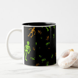 Tasse 2 Couleurs Skeletons d'Halloween verts