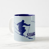 Tasse 2 Couleurs Ski bleu bateau à vapeur (Devant gauche)