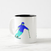 Tasse 2 Couleurs Ski de neige (Devant gauche)