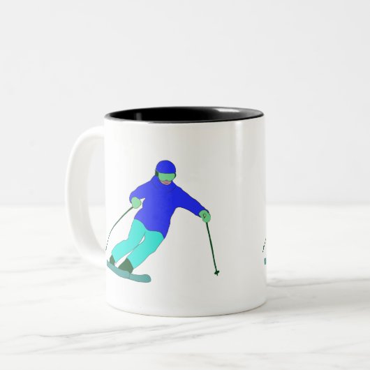 Tasse 2 Couleurs Ski de neige (Devant gauche)