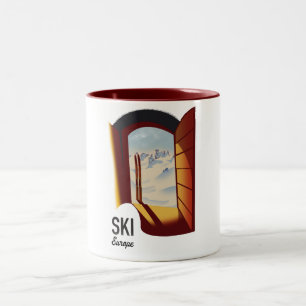 Tasse 2 Couleurs Ski Europe affiche de sport de style vintage