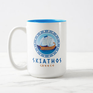 Tasse 2 Couleurs Skiathos, Grèce Design de navires grecs