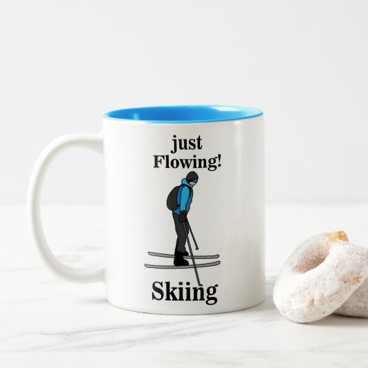 Tasse 2 Couleurs Skieur qui coule juste (Avec donut)