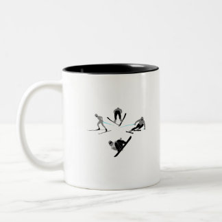 Tasse 2 Couleurs Skieurs et snowboardeurs - quatre disciplines