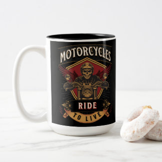 Tasse 2 Couleurs Skull Ride Cycles moteurs, Ride To Live